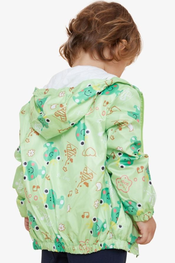 Boys' Raincoat with Frog Prince Design in Pistachio Green (Ages 1-6)