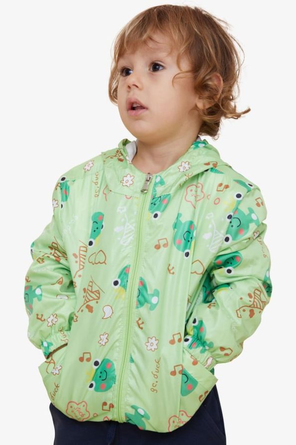 Boys' Raincoat with Frog Prince Design in Pistachio Green (Ages 1-6)