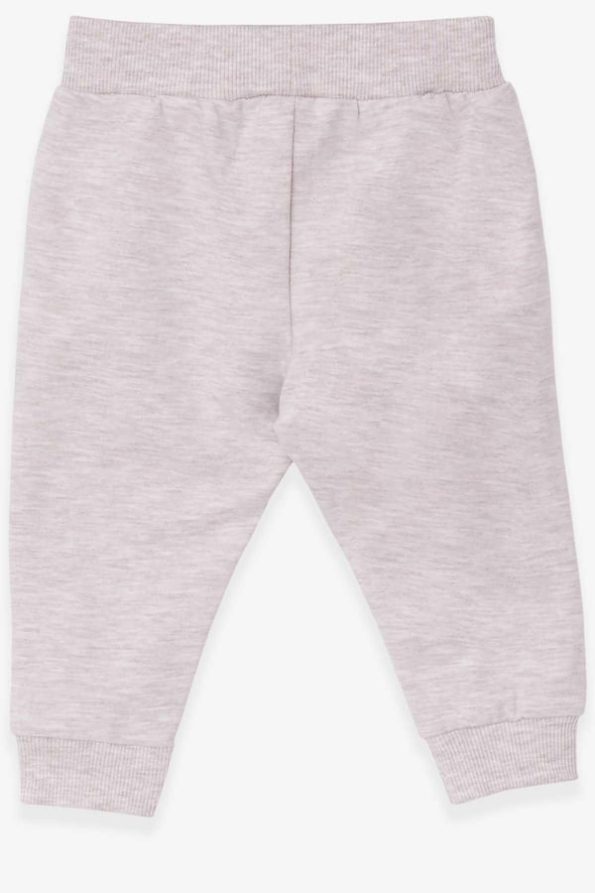 Girls' Baby Sweatpants with Cat Print in Beige Melange (6 Months - 1.5 Years)
