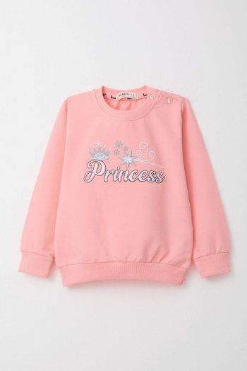 Princess Embroidered Pink Tracksuit Set for Baby Girls (9 Months - 3 Years)