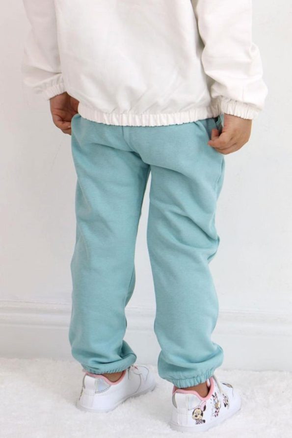 Girls' Elastic Waist Pocketed Aqua Green Bottoms (1-2 Years)