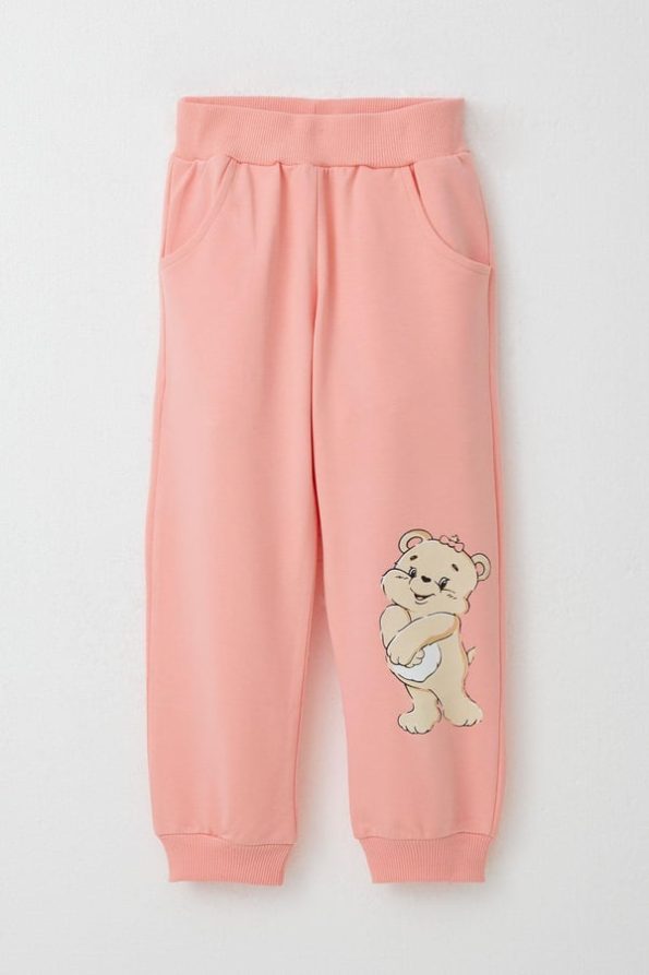 Girls' Baby Tracksuit with Fun Bear Print in Salmon (1.5-2 Years)