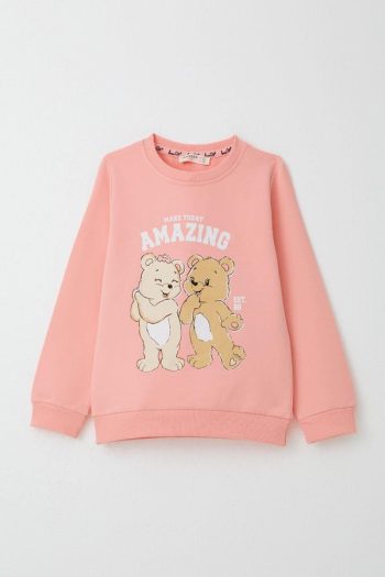 Girls' Baby Tracksuit with Fun Bear Print in Salmon (1.5-2 Years)