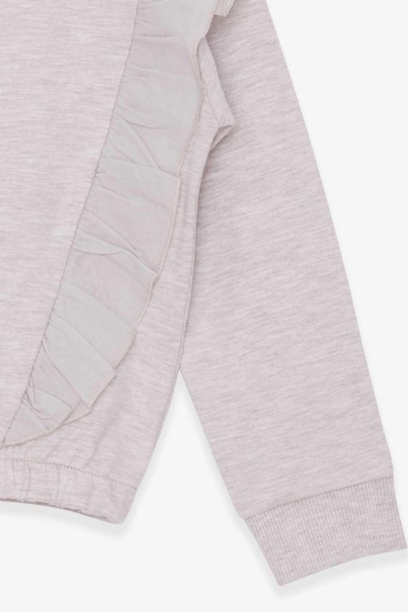Girls' Elastic Waist Sweatshirt Beige Melange (4-8 Years)