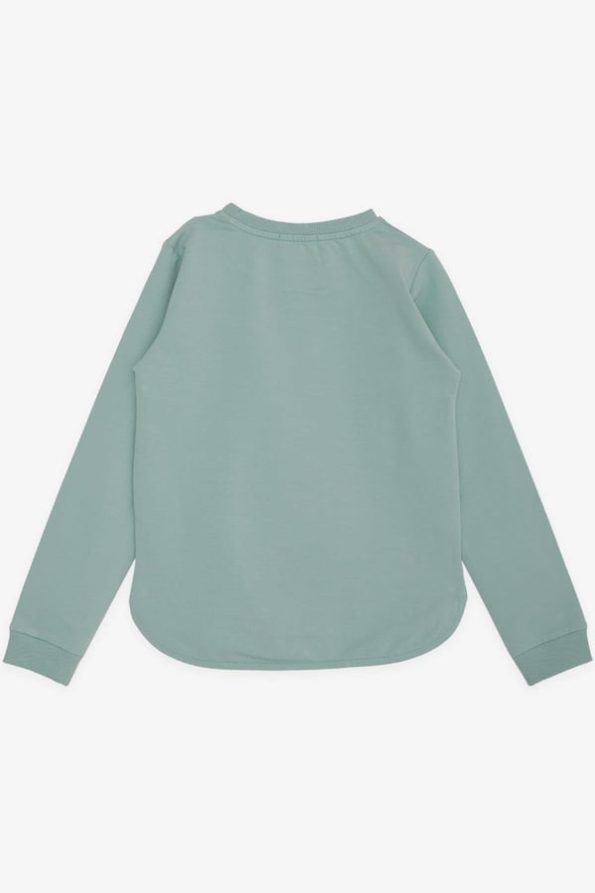 Girls' Sweatshirt with Wonderful Girl Print and Floral Design in Aqua Green (Ages 9-14)