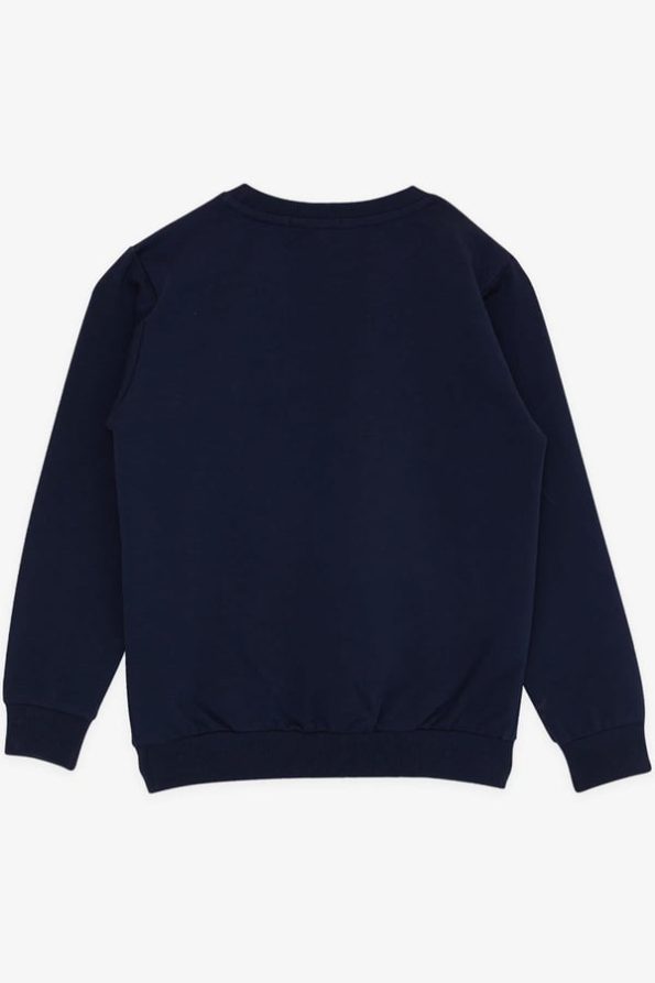 Girls' Navy Blue Sweatshirt with Sequin Print (8-9 Years)
