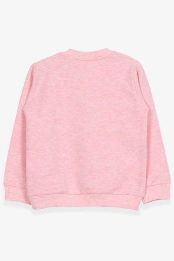 Girls' Printed Sweatshirt with Umbrella Design in Salmon Melange (1.5-5 Years)