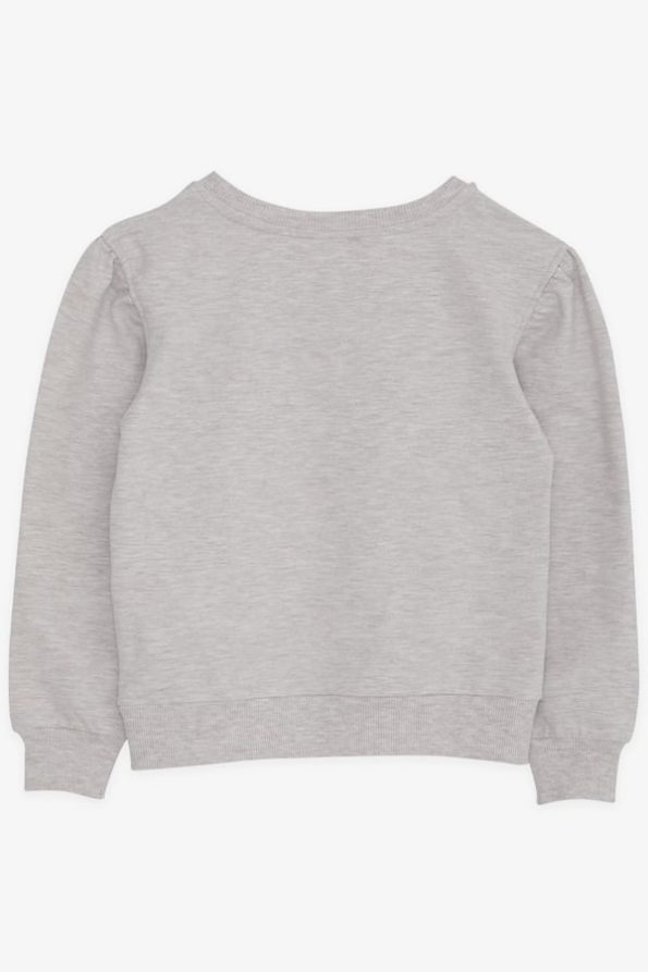 Girls' Sweatshirt with Glitter Print in Beige Melange (Ages 8-14)