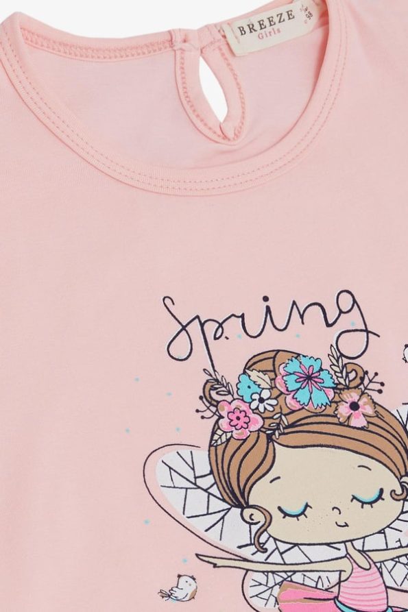 Girls' Spring-Themed Ballerina Graphic T-Shirt in Pink (Ages 1.5-4)