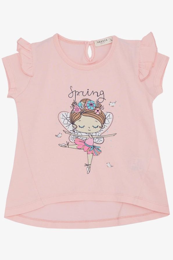 Girls' Spring-Themed Ballerina Graphic T-Shirt in Pink (Ages 1.5-4)