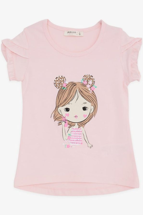 Girls' Trendy Pink T-Shirt with Cool Print (Ages 2-5)