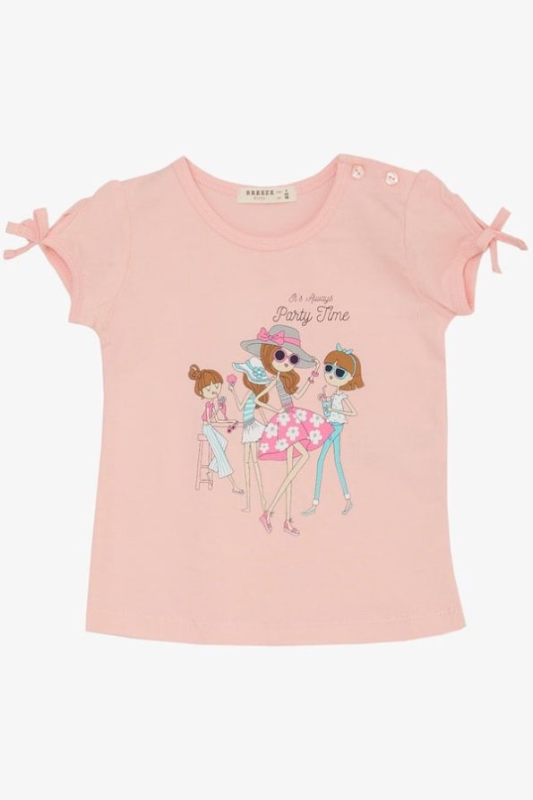 Girls' Party Time Happy Girls Printed Pink T-Shirt (Ages 2-5)