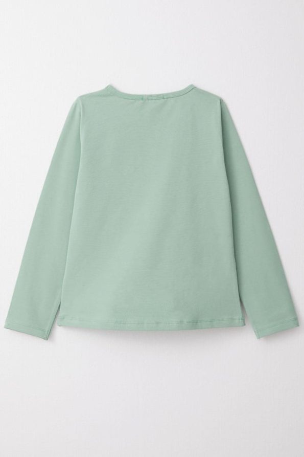 Girls' Long Sleeve Basic T-Shirt in Mint Green (Ages 8-12)