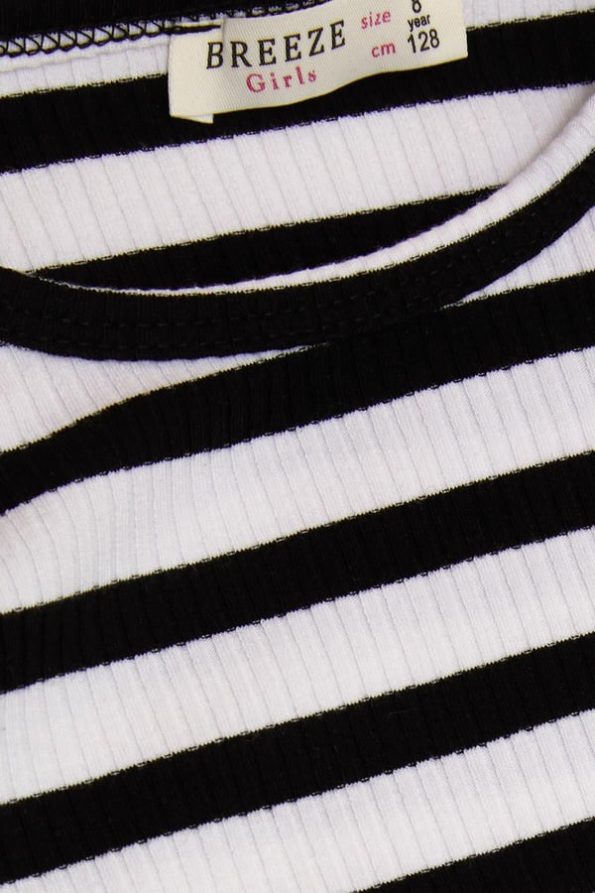 Girls' Long Sleeve Striped T-Shirt with Ruffled Shoulders in Assorted Colors (Ages 6-10)