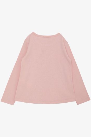 Girls' Long Sleeve T-Shirt with Houndstooth Polka Dot Heart Print in Pink (3-5 Years)
