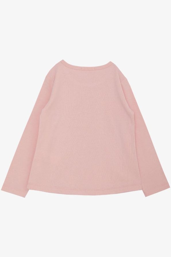 Girls' Long Sleeve T-Shirt with Houndstooth Polka Dot Heart Print in Pink (3-5 Years)