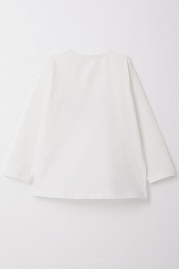 Girls' Long Sleeve T-Shirt with Butterfly Print in Cream (3-6 Years)