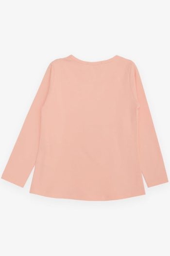 Girls' Long Sleeve T-Shirt with Trendy Print in Salmon (6 Years)