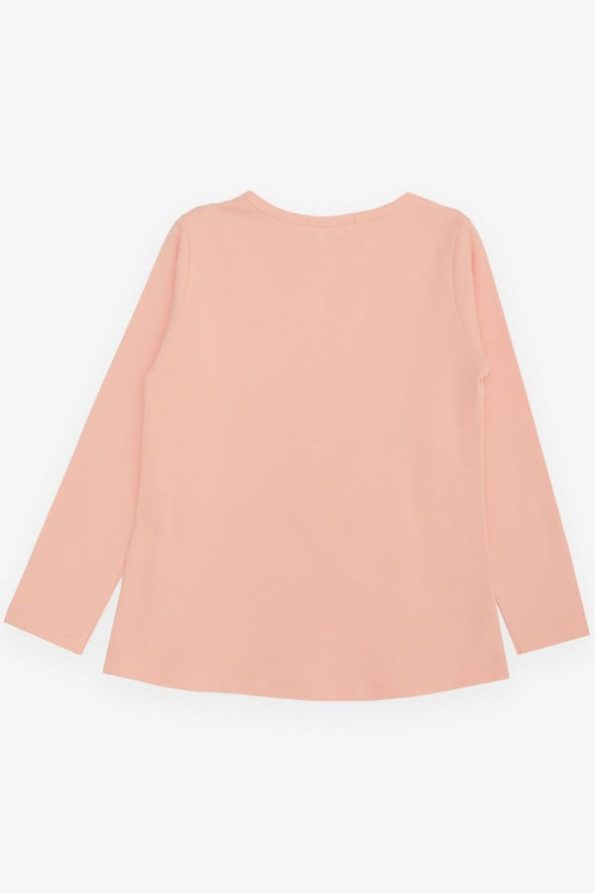 Girls' Long Sleeve T-Shirt with Trendy Print in Salmon (6 Years)