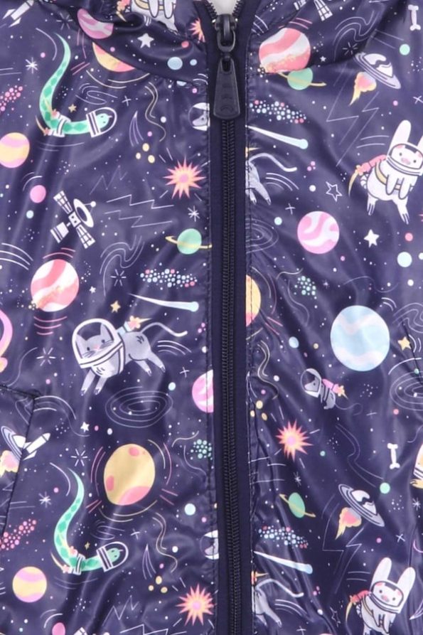 Girls' Astronaut Animal Themed Raincoat in Purple (Ages 1-3)