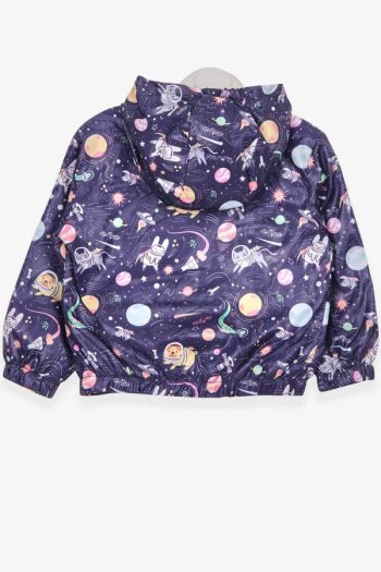 Girls' Astronaut Animal Themed Raincoat in Purple (Ages 1-3)