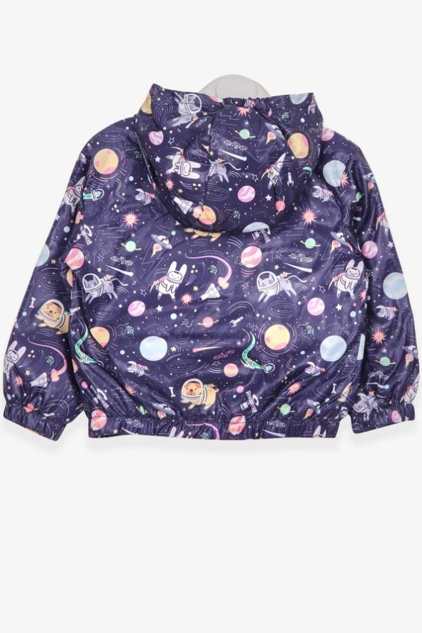 Girls' Astronaut Animal Themed Raincoat in Purple (Ages 1-3)