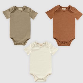 Buddy Bears Organic Short Sleeve Bodysuits - Set of 3