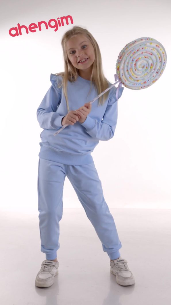 AHENGİM Kids Girls Ruffled Trendy Tracksuit Set