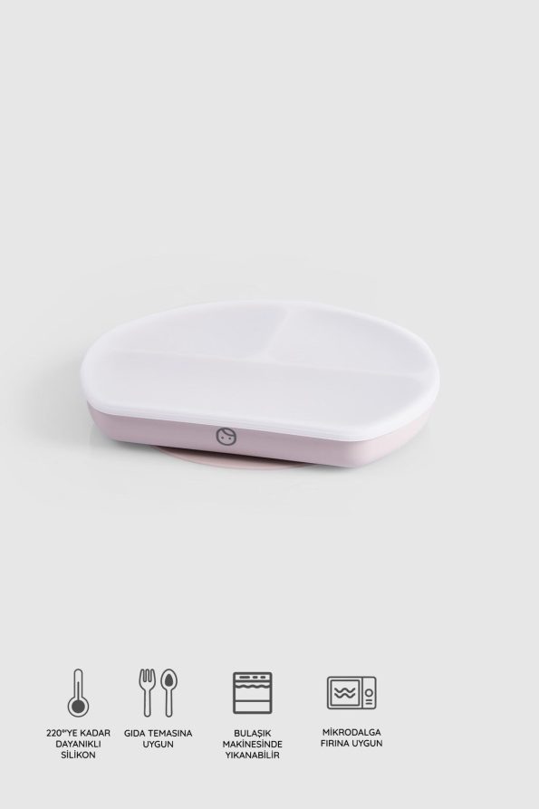 3-Compartment Pink Silicone Vacuum Plate