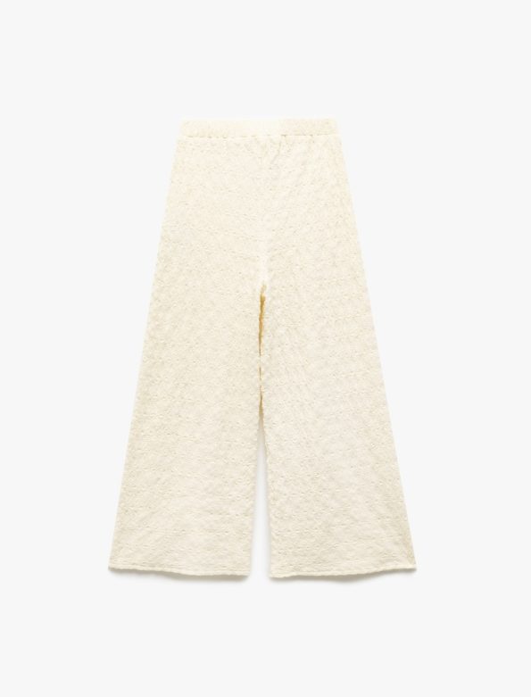 Girls' Palazzo Pants with Slit Detail and Elastic Waist