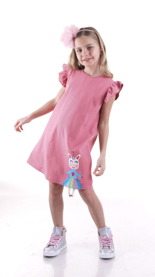 Denokids Lilycorn Pink Summer Dress for Girls