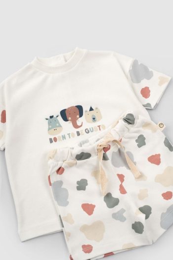 Organic Cotton Baby Shorts Set with Animal Print