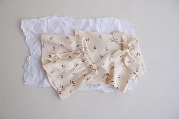 Cherry Print Ribbed Neck Tie Set