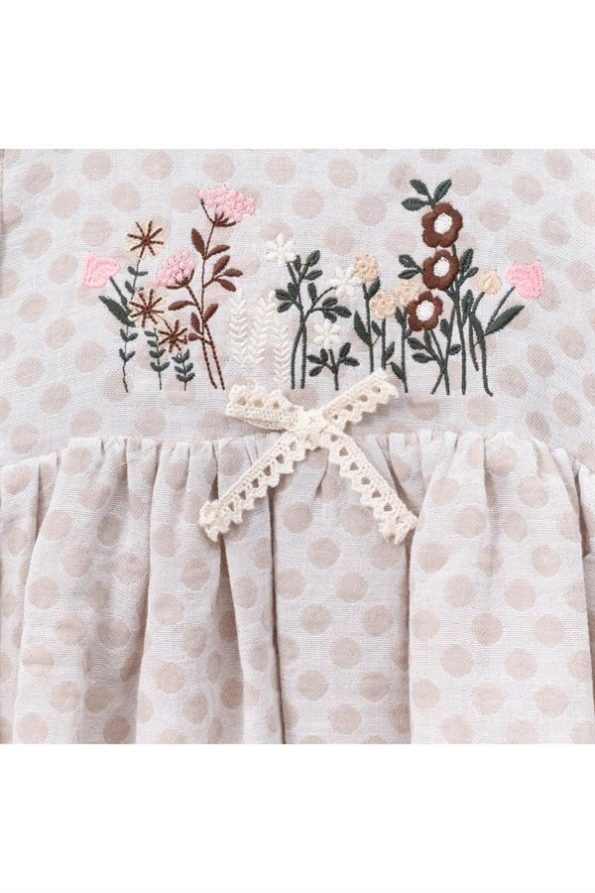 Multicolored Floral Embroidered Girls Dress