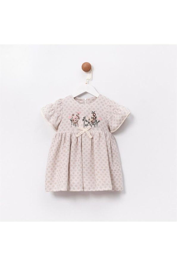 Multicolored Floral Embroidered Girls Dress