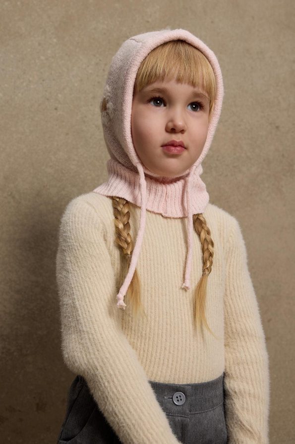 Flower Knit Balaclava Hat Pink