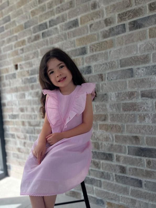 Lace Hem and Back Dress for Ages 2-7 Pink