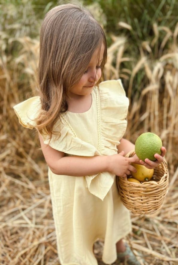 Lace Hem and Back Dress for Ages 2-7 Yellow