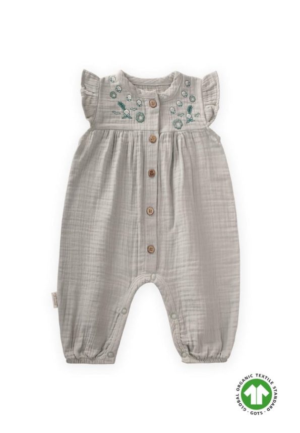 Organic Embroidered Muslin Jumpsuit 0-3 Years Mint Green
