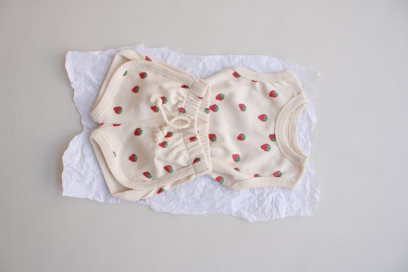 Strawberry Print Knit Tank Top and Shorts Set