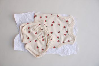 Strawberry Print Knit Tank Top and Shorts Set