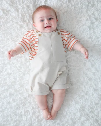 Striped Cotton T-Shirt and Linen Overall Set