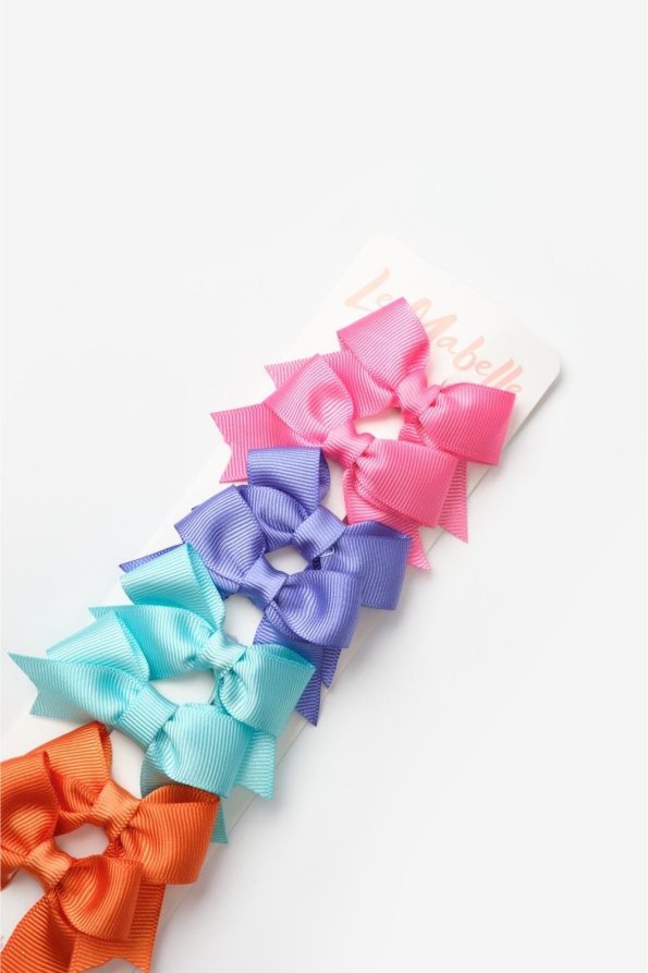 Multicolored Carnival 8-Piece Ribbon Bow Clip Set