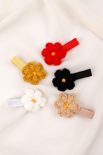 Multicolored Daisy Hair Clip Set for Girls
