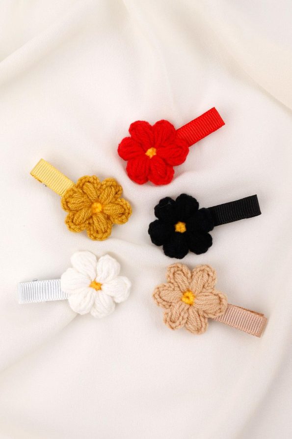 Multicolored Daisy Hair Clip Set for Girls