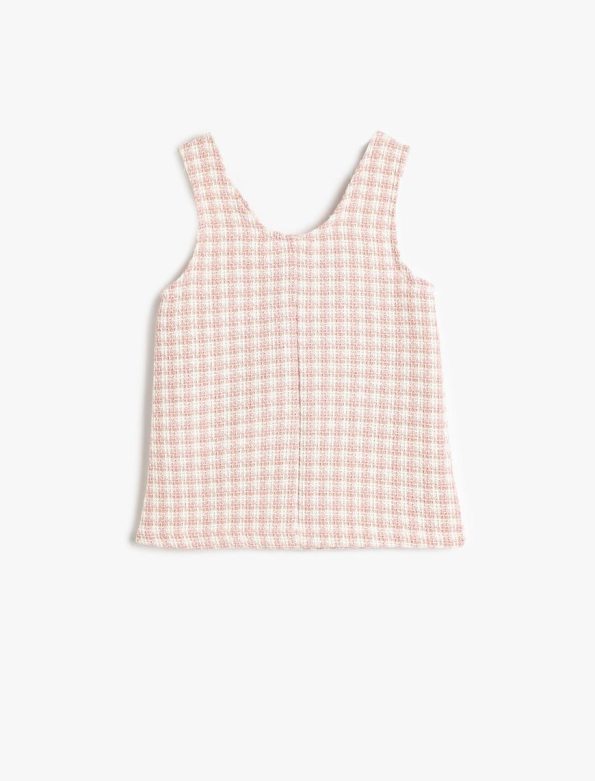 Girls' Midi Length Tweed Dress with Pockets in Cotton Blend