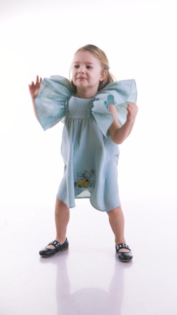 Denokids Floral Green Muslin Ruffled Summer Dress for Girls