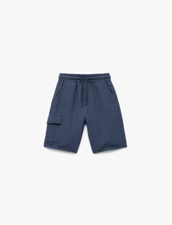 Boys' Cargo Shorts with Drawstring Waist in Linen and Viscose Blend