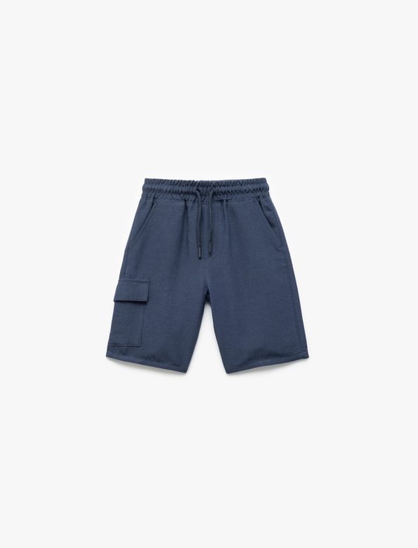 Boys' Cargo Shorts with Drawstring Waist in Linen and Viscose Blend
