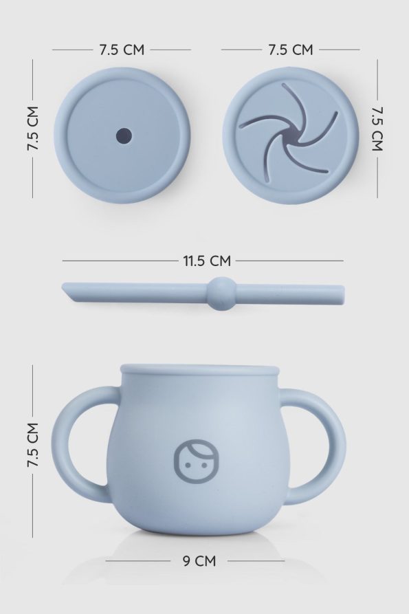 Silicone Straw Cup and Snack Cup Blue